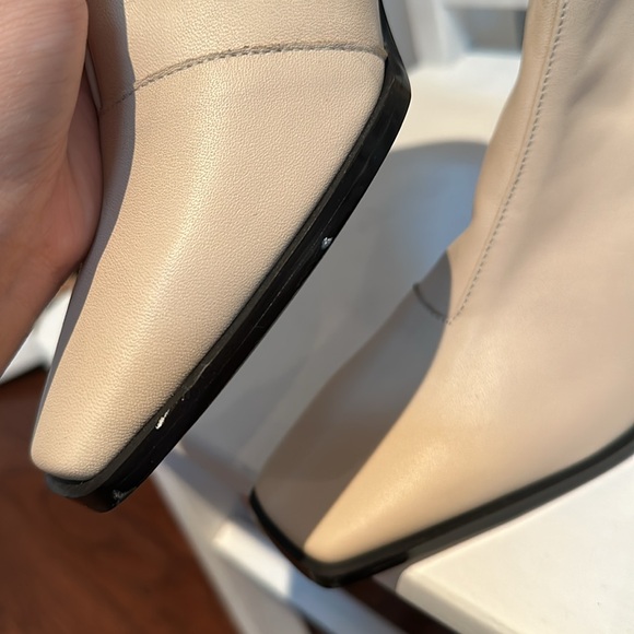 Rachel cox beige leather block heel ankle boots with gold zipper 230 size 6 - Picture 10 of 10